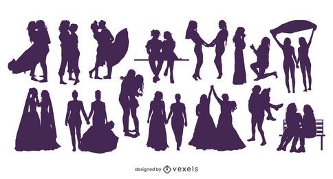 Lesbian couples silhouette collection Lesbian couples silhouette collection