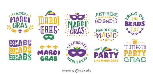 Mardi gras lettering set design Mardi gras lettering set design