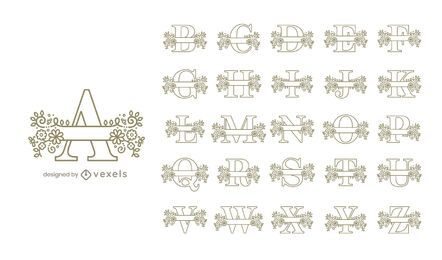 Monogram floral alphabet set design Monogram floral alphabet set design