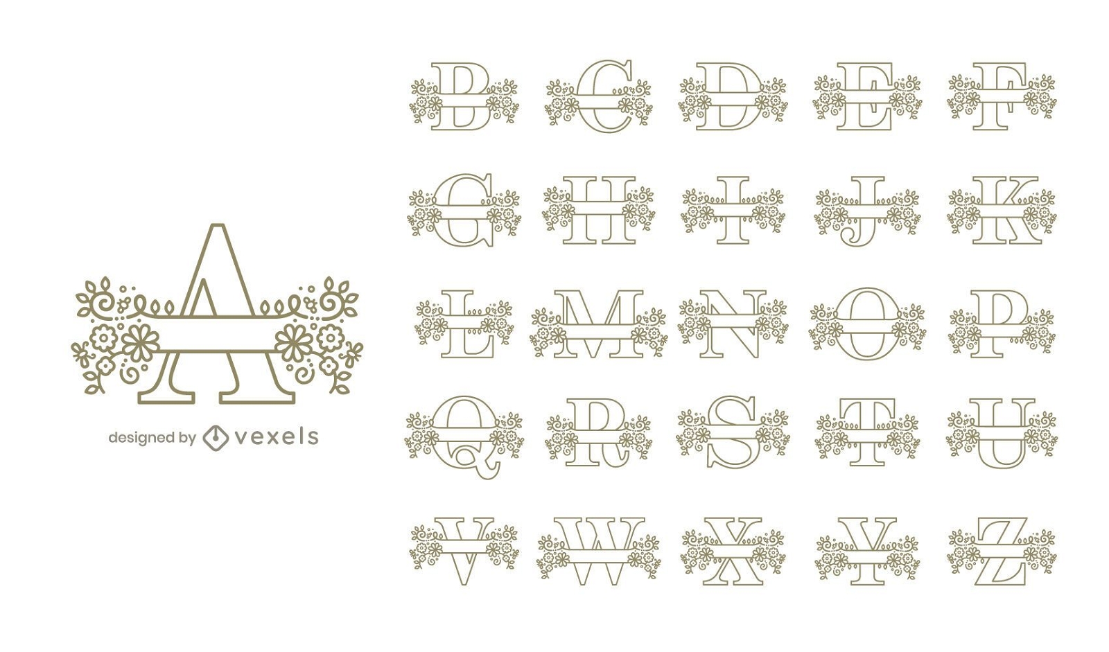 Monogram floral alphabet set design