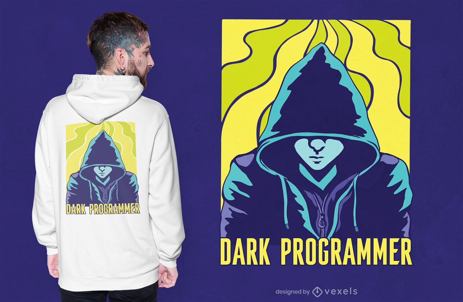 Design de camiseta escura de programador