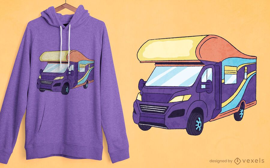 Diseño de camiseta retro de autocaravana. Diseño de camiseta retro de autocaravana.