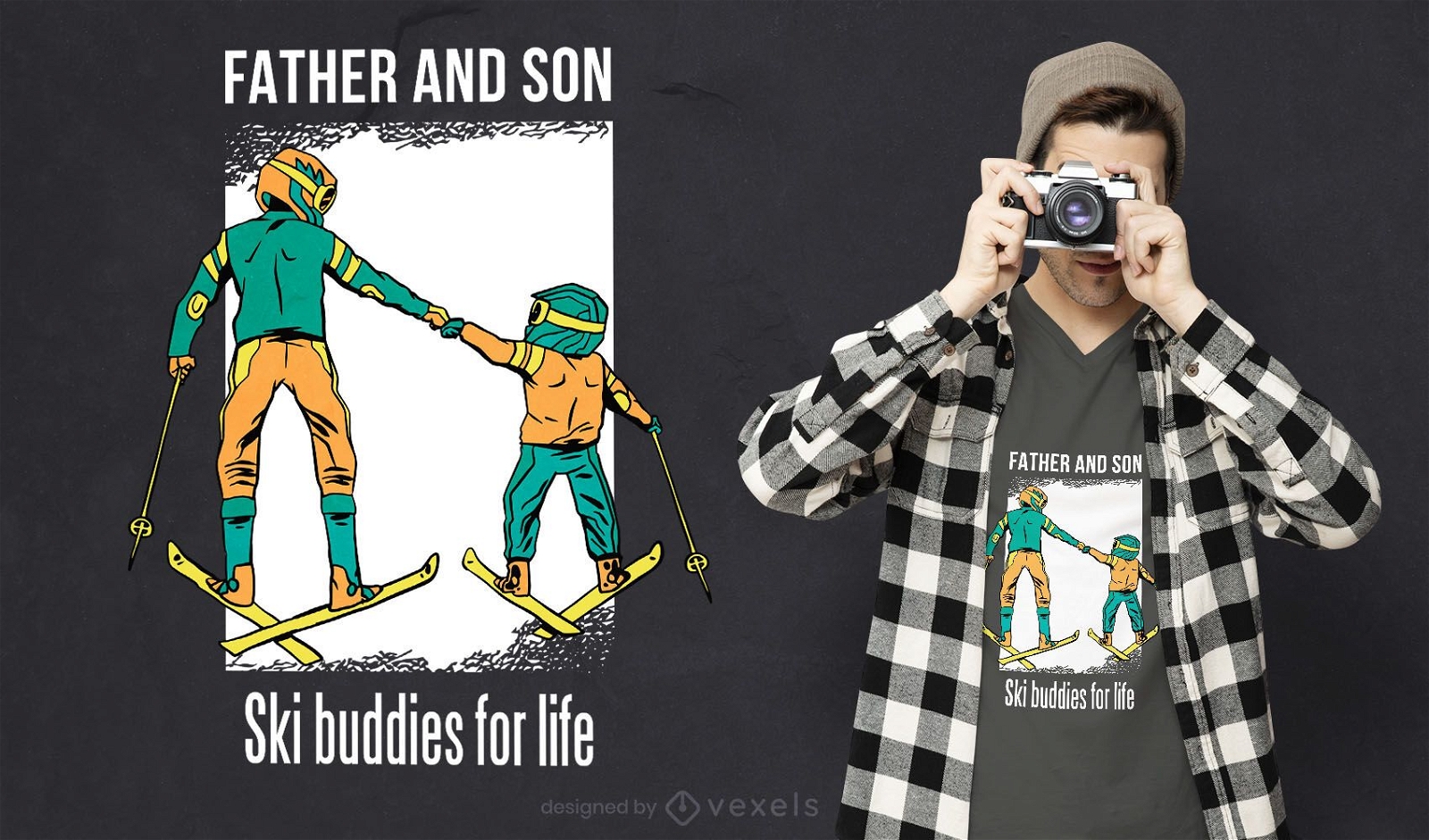 Design de camisetas para amigos de esqui