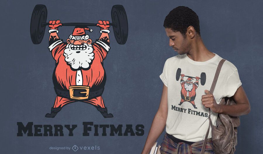 Design de t-shirt do Papai Noel feliz fitmas Design de t-shirt do Papai Noel feliz fitmas