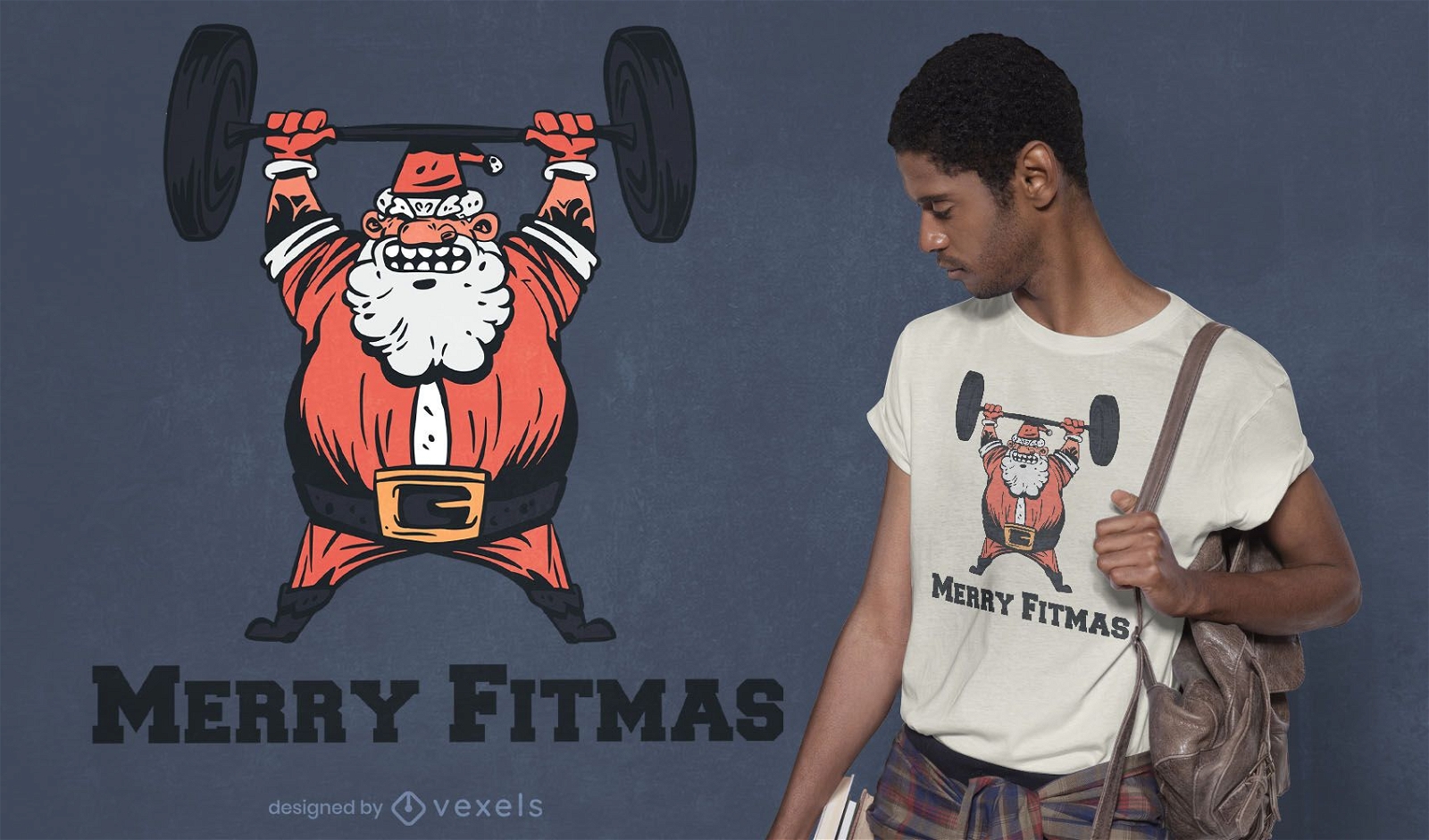 Santa merry fitmas t-shirt design