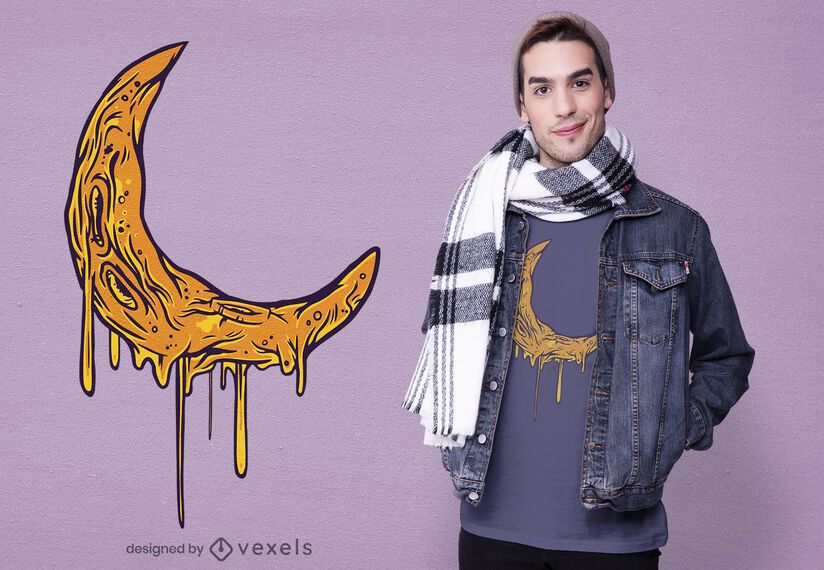 Diseño de camiseta Melting Moon Diseño de camiseta Melting Moon