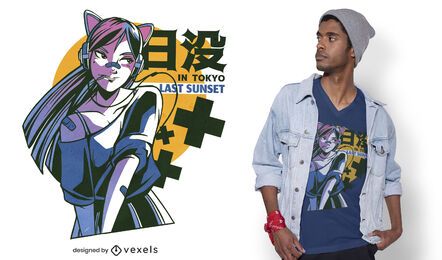 Design de camisetas de anime girl em Tóquio