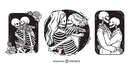 Skeletons couples illustration set