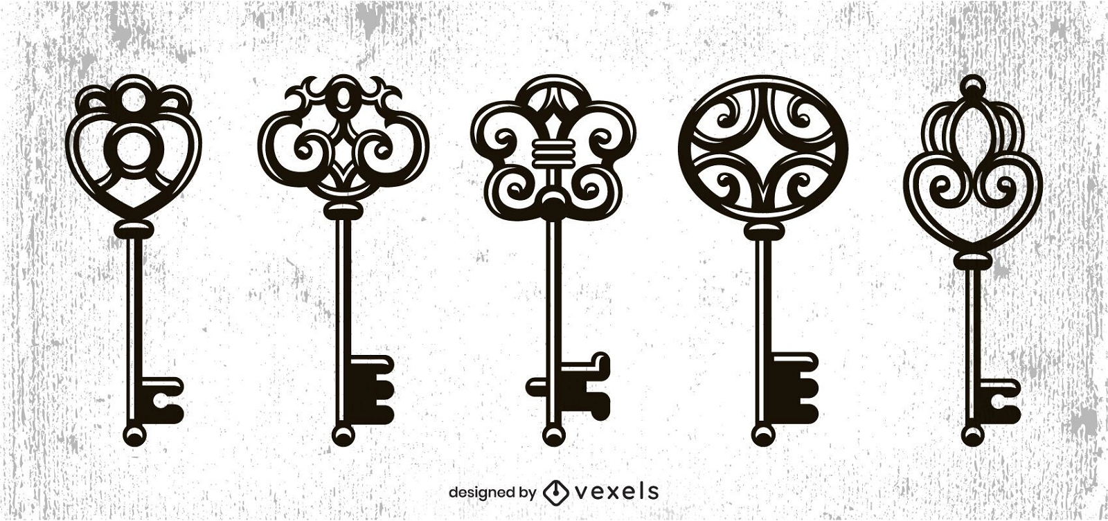 Diseño de conjunto de llaves vintage