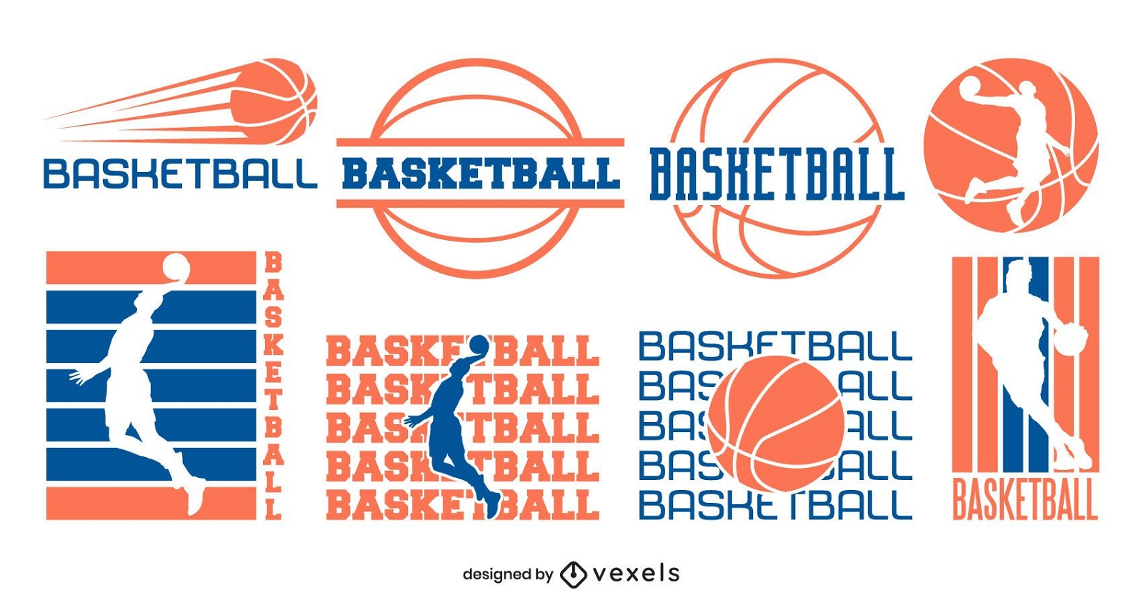 Conjunto de design de distintivo de basquete