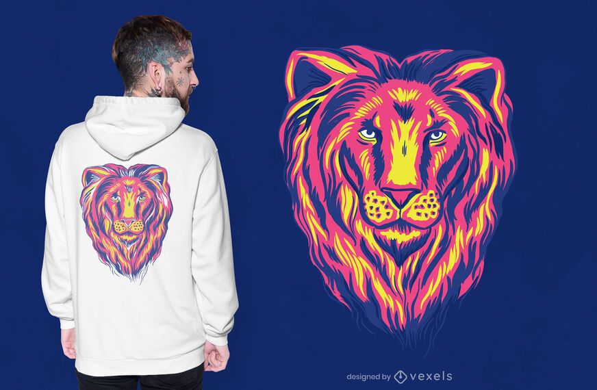 Design de camiseta colorida de leão Design de camiseta colorida de leão