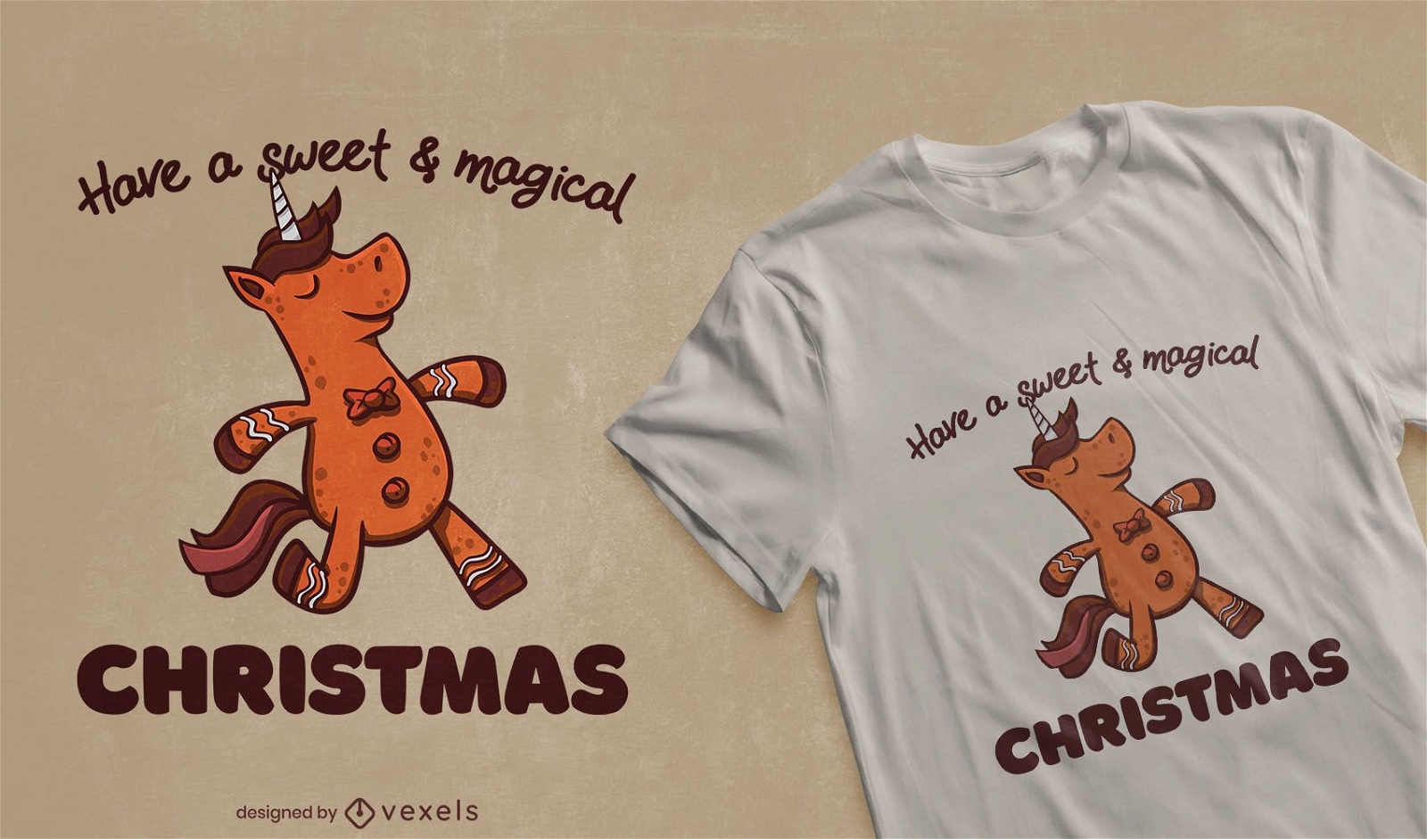 Gingerbread unicorn cookie t-shirt design