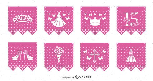 Quinceanera papel picado set Quinceanera papel picado set