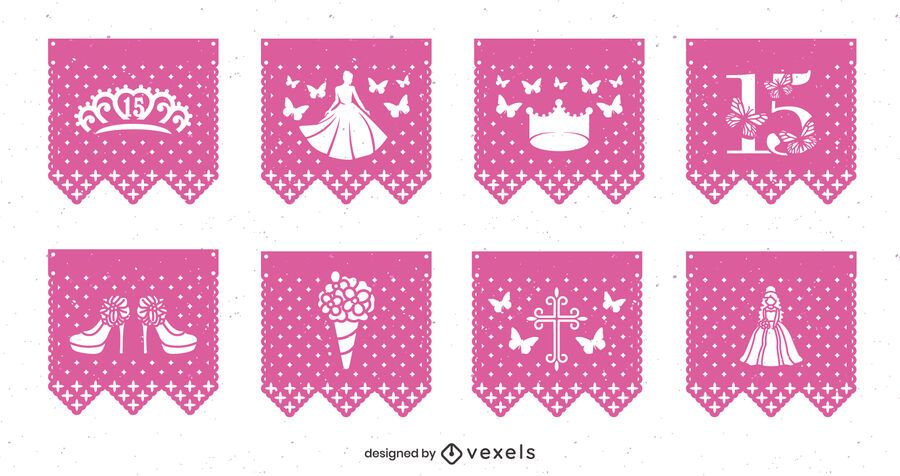 Quinceanera papel picado set Quinceanera papel picado set