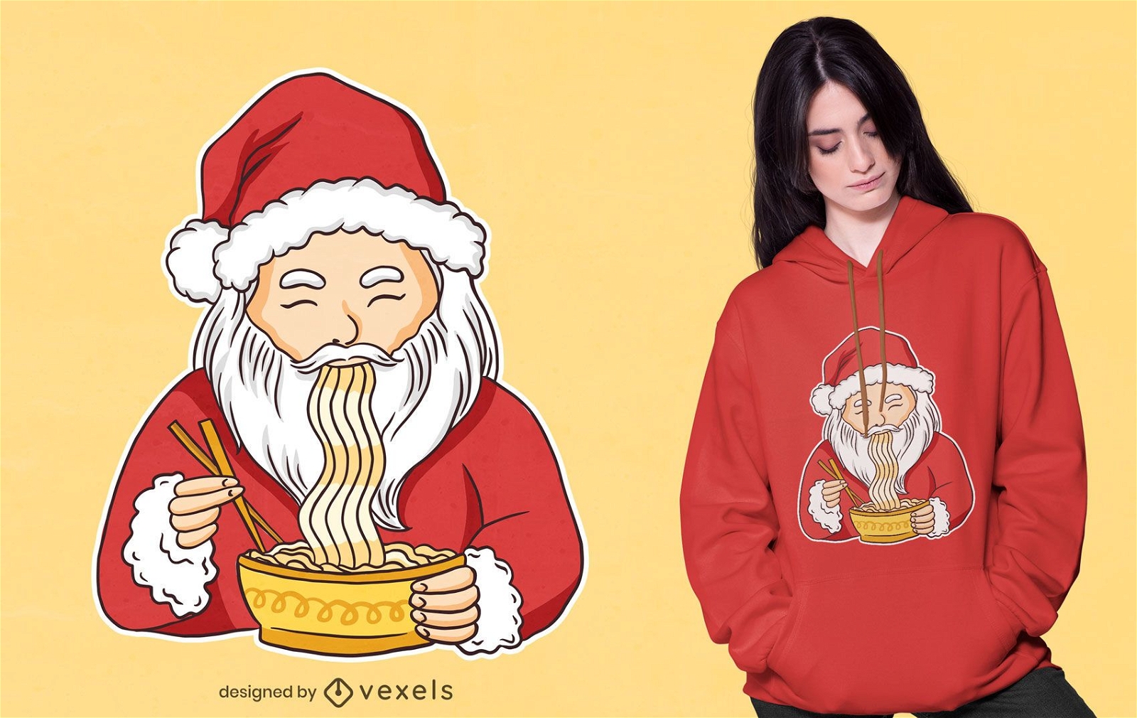 Design de t-shirt Ramen Santa