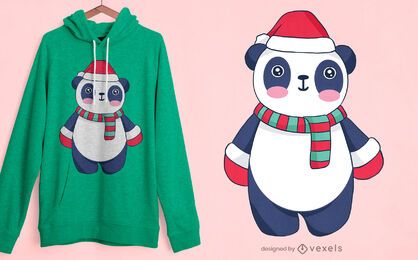 Lindo diseño de camiseta de panda navideño