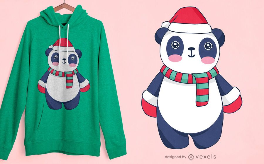 Cute christmas panda t-shirt design Cute christmas panda t-shirt design