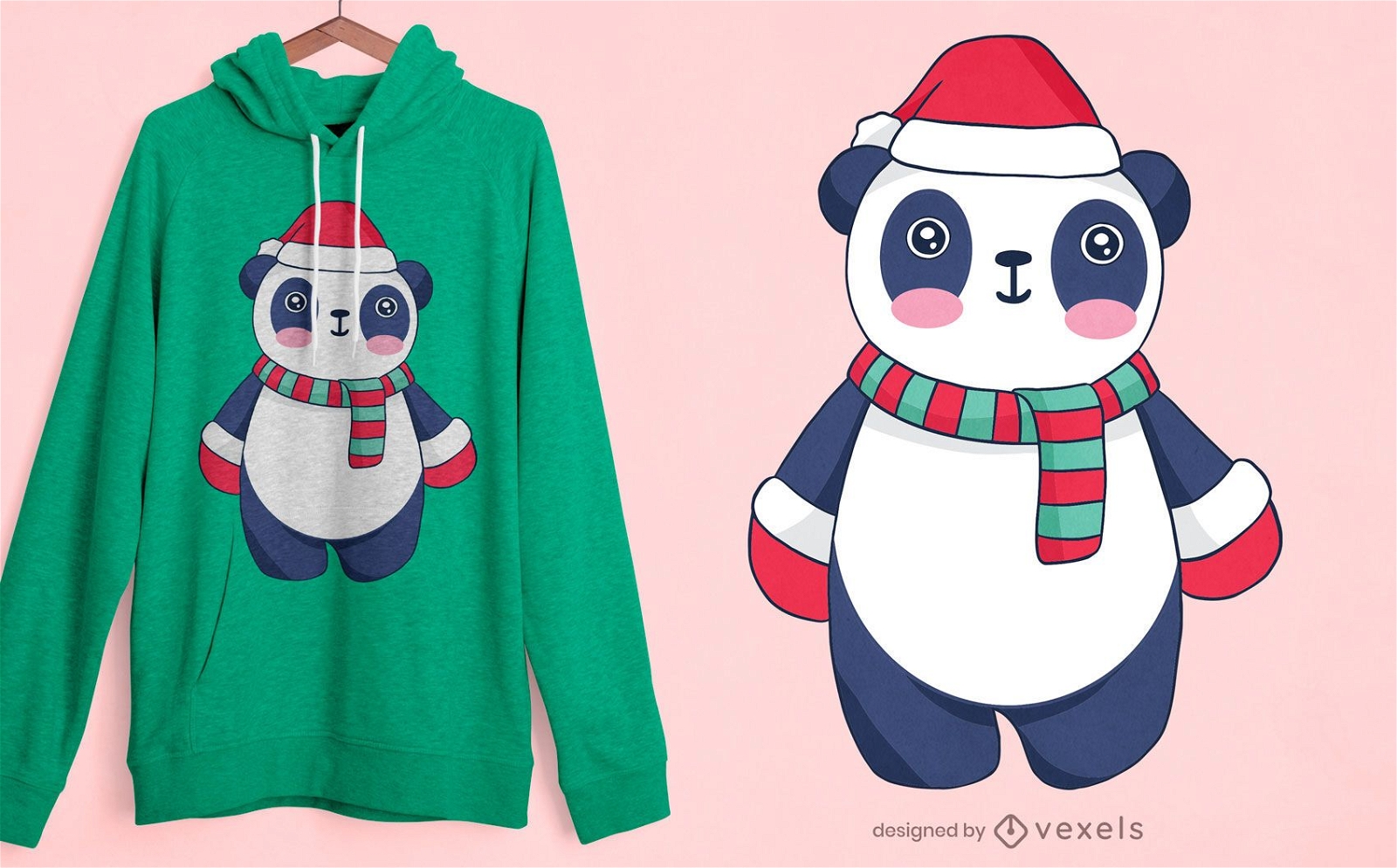 Design fofo de camiseta panda de natal
