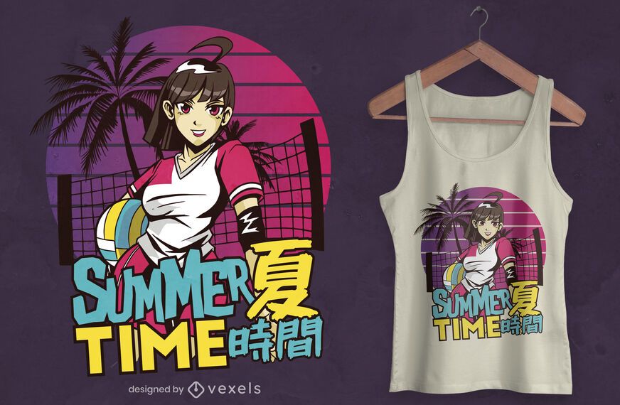 Summer time anime t-shirt design Summer time anime t-shirt design