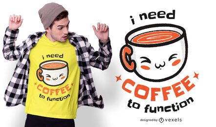 Design fofo de camiseta de café