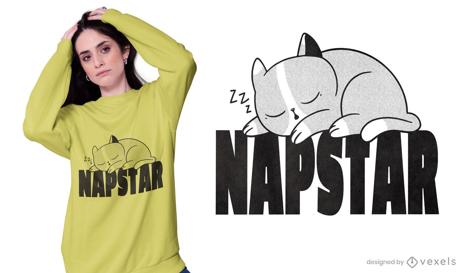 Design de camiseta de gato Napstar