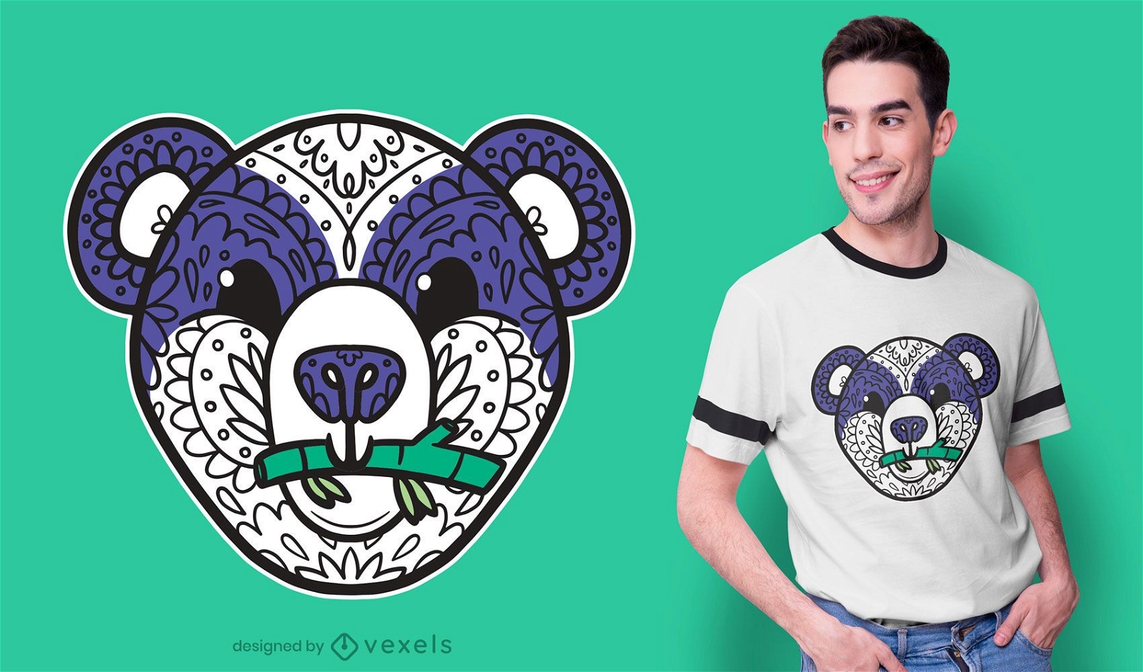 Diseño de camiseta de oso mandala