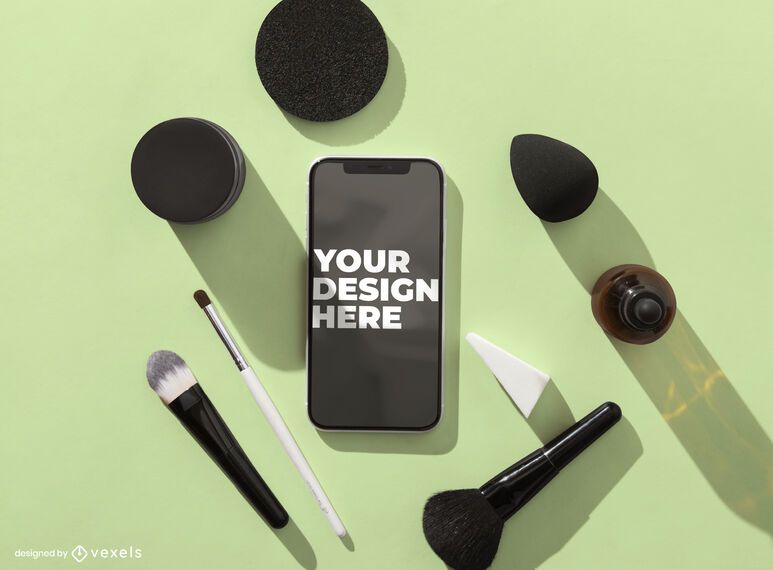 Cosmetic iphone mockup composition Cosmetic iphone mockup composition