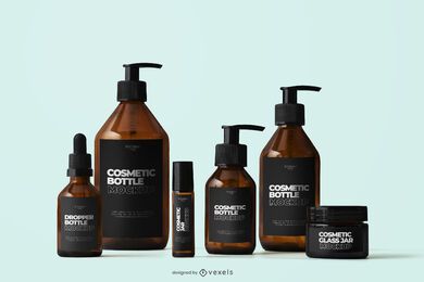 Cosmetic bottles beauty mockup composition Cosmetic bottles beauty mockup composition