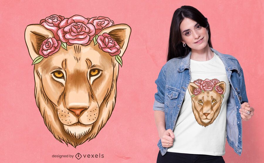 Diseño de camiseta de acuarela de leona Diseño de camiseta de acuarela de leona