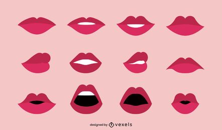 Colección de ilustración de labios planos