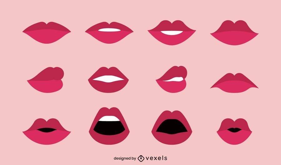 Flat Lips Illustration Collection Vector Download