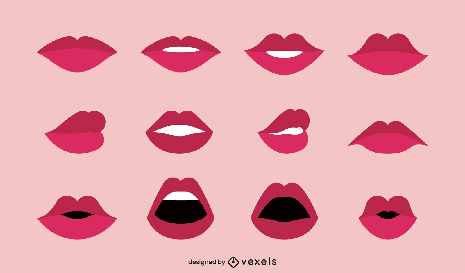 Illustrationssammlung der flachen Lippen