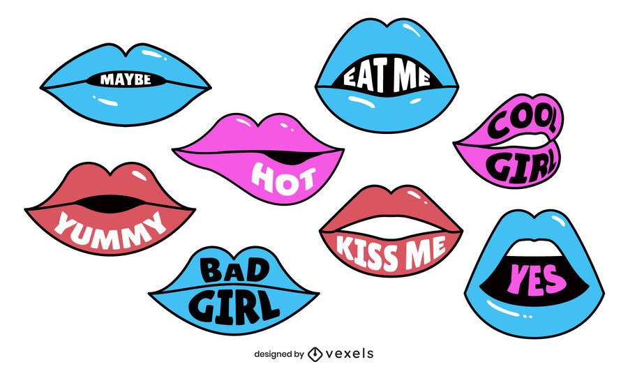 Comic lips quote set Comic lips quote set