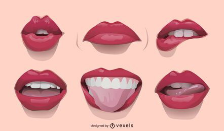 Conjunto de ilustración de labios realistas