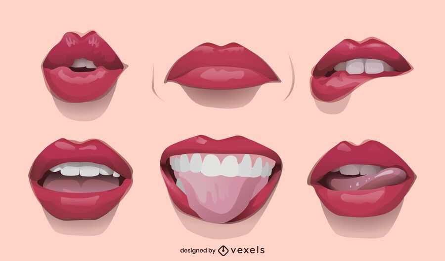 Conjunto De Ilustración De Labios Realistas Descargar Vector 0467