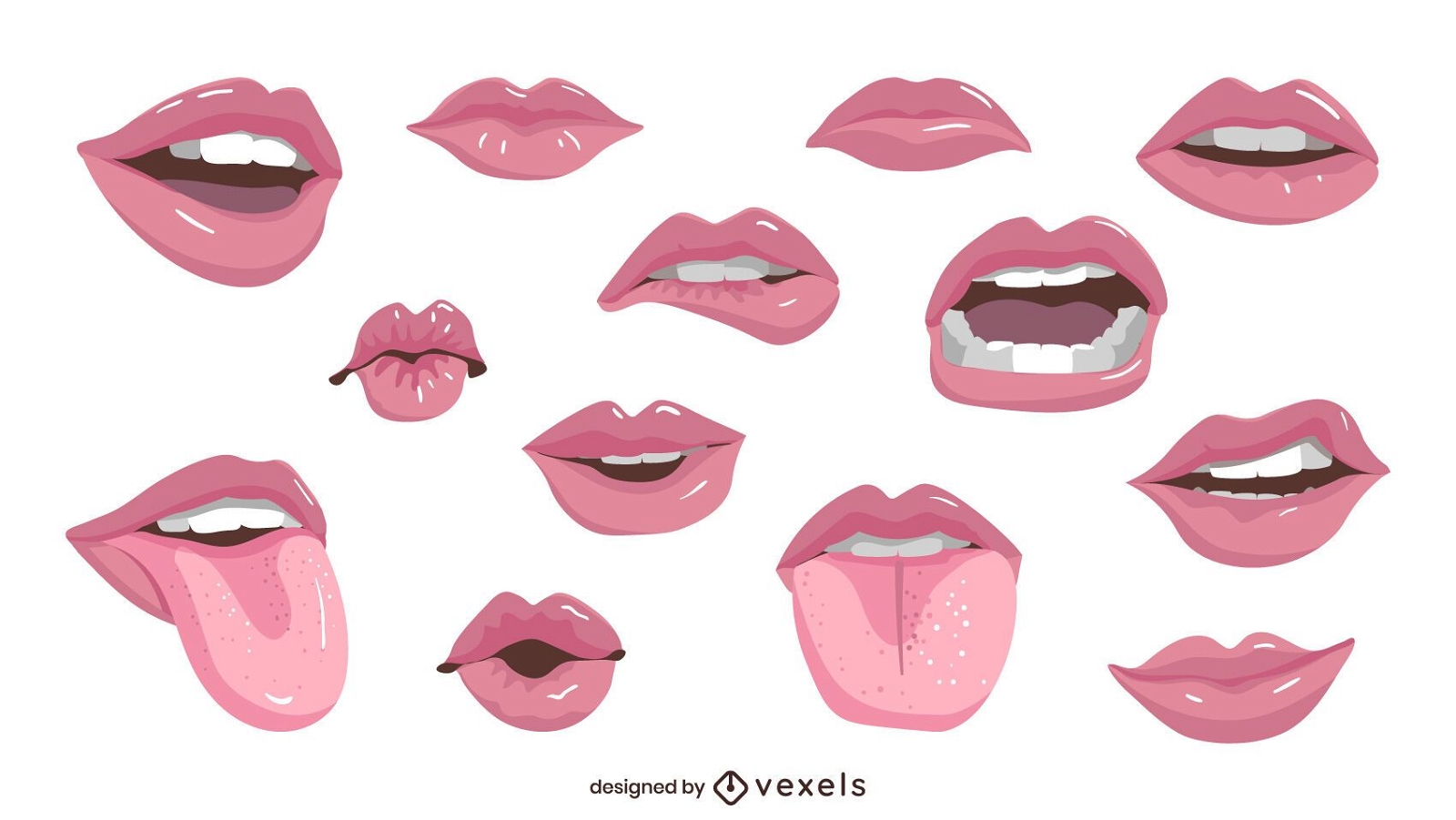 Conjunto de ilustração de lábios brilhantes