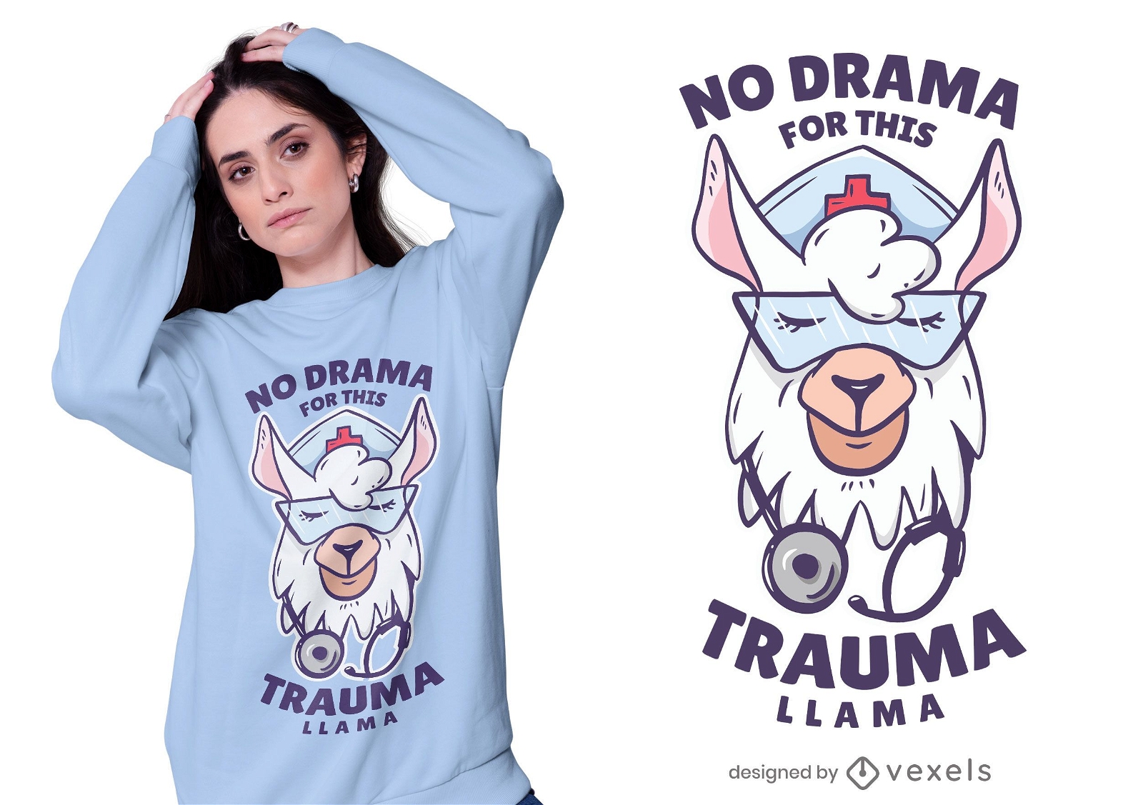 Diseño de camiseta de enfermera llama