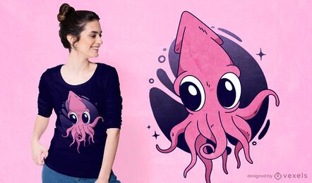 Cute squid t-shirt design