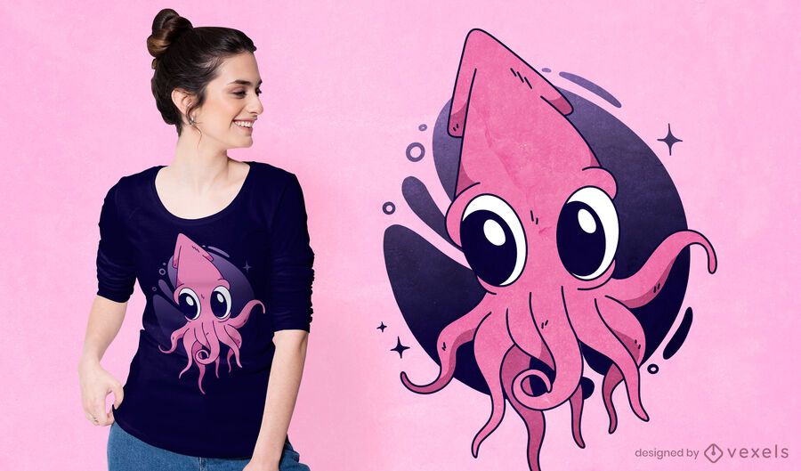 Diseño de camiseta de calamar lindo Diseño de camiseta de calamar lindo