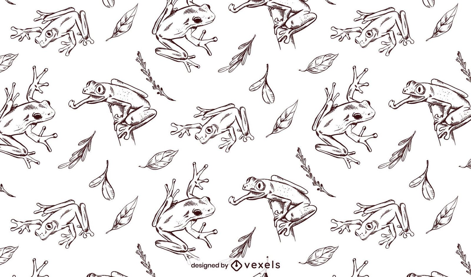 Hand drawn frog pattern design