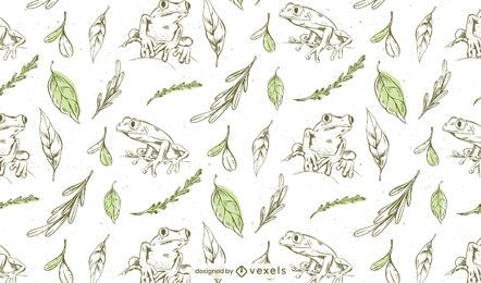 Diseño de patrón dibujado a mano de ranas