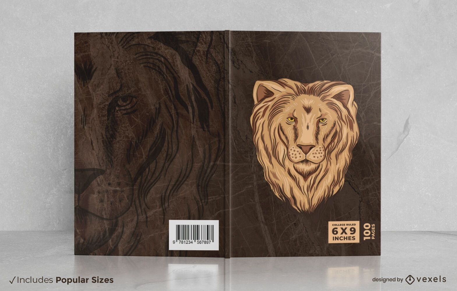 Diseño de portada de libro de león salvaje