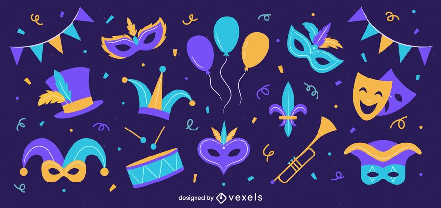 Mardi gras elements set Mardi gras elements set