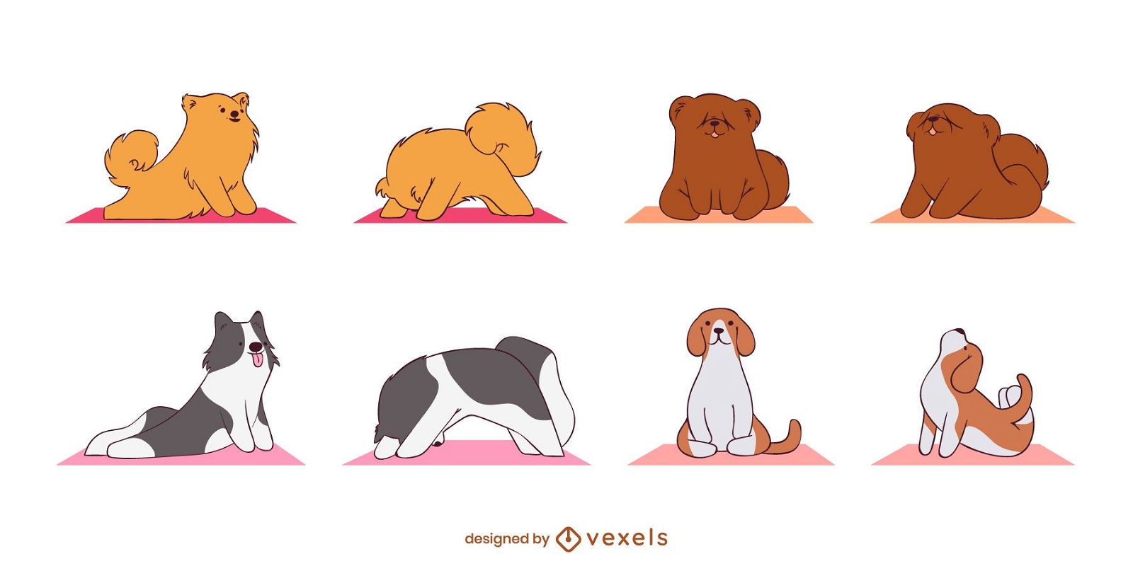 Niedliche Yogahunde eingestellt