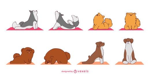 Conjunto de perro lindo poses de yoga