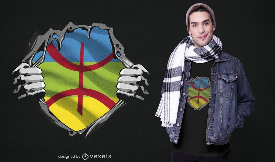 Design de camisetas com bandeira étnica berbere Design de camisetas com bandeira étnica berbere