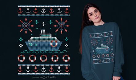 Nautical ugly sweater t-shirt design Nautical ugly sweater t-shirt design