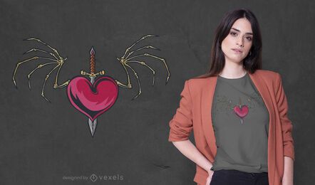 Heart wings of bones t-shirt design Heart wings of bones t-shirt design