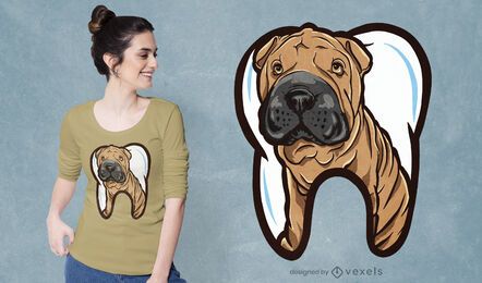 Diseño de camiseta de perro diente Diseño de camiseta de perro diente
