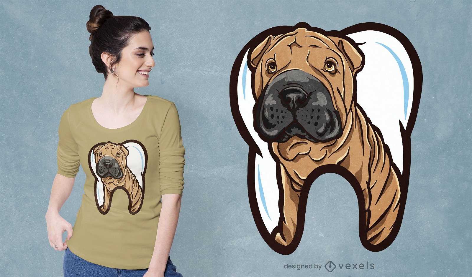 Tooth dog t-shirt design